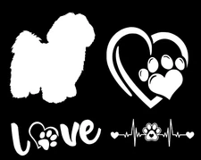 Lhasa Apso 4 White Vinyl Decals Car Window Laptop Notebook Tablet Tumbler