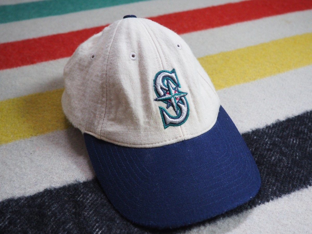 nike vintage hat mariners マリナーズ　ペイズリー VTG Y2k 2000s NIKE Team MLB Seattle Mariners Cream Blue Wool