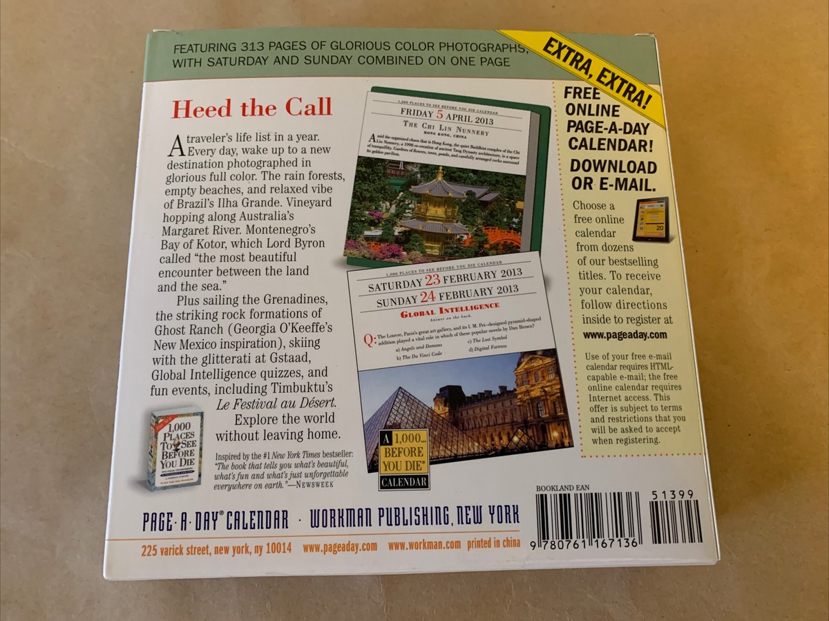 1,000 Places to See Before You Die Page-A-Day Calendar 2013 9780761167136 |  eBay