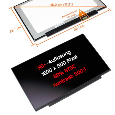 17,3'' LED Display matt Ersatz für BOE NT173WDM-N24 V8.0 WSXGA 1600x900