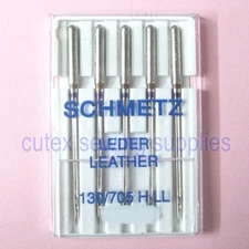 Schmetz 130/705H-LL Leather Point Needles For Home Sewing Machines - 5 Pk