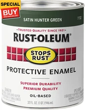 7732502 Stops Rust Brush On Paint, 1 Quarts, Satin Hunter Green, 32 Fl Oz (Pack 