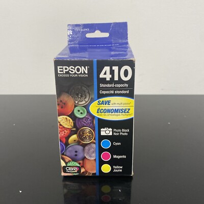 Epson Brand 410 Ink Cartridges Photo Black Yellow Cyan Magenta Exp 01/2021