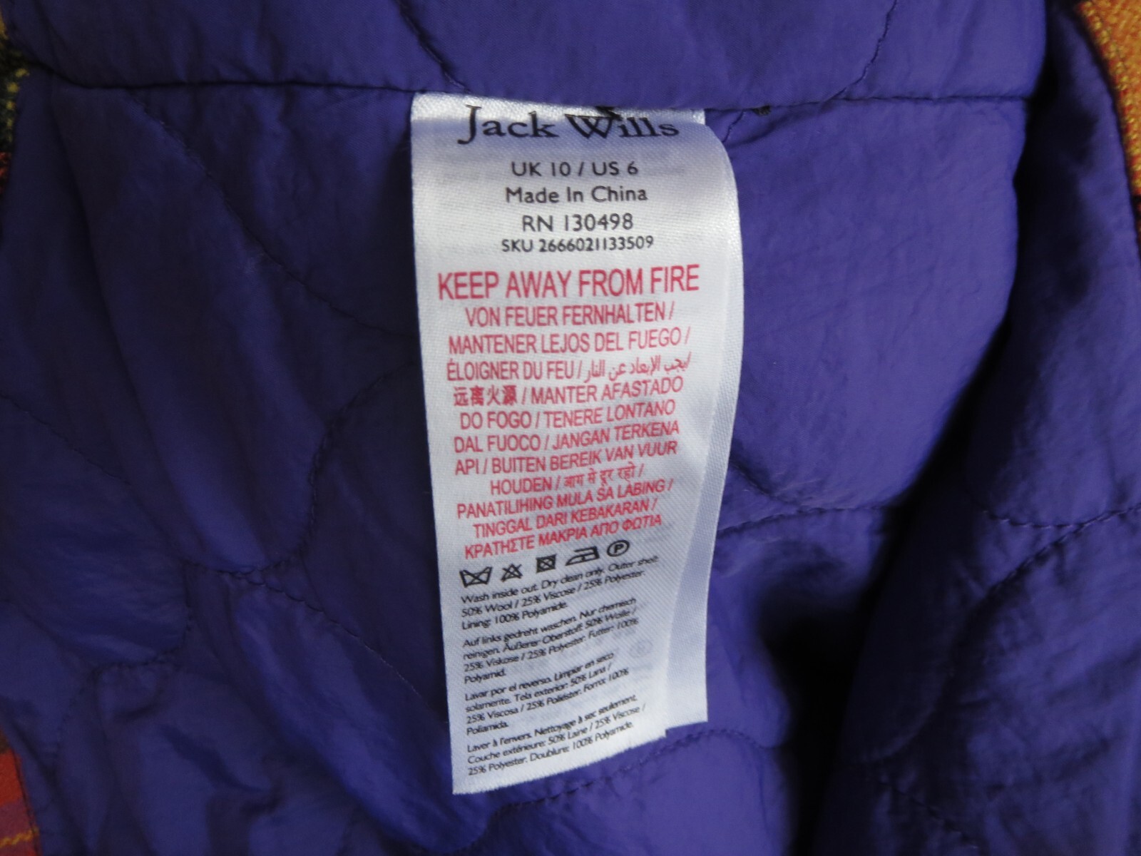 JACK WILLS Ladies Lumberjack Style Jacket - Size 10 Loose Fit - Multi Colour image 8