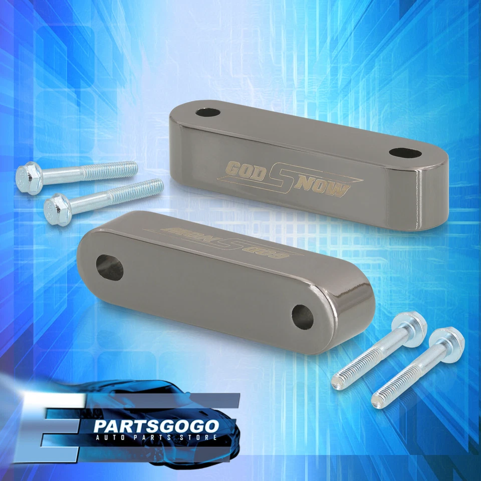 For 90-01 Acura Integra / 88-00 Honda Civic CRX Gunmetal Hood Spacer Riser Set - Image 3 of 3