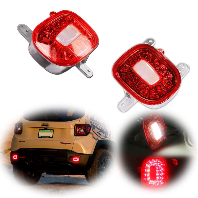 Red Lens LED Bumper Tail Brake Lamp Rear Foglights For 20152021 Jeep