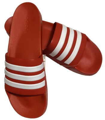 Adidas Adilette Slides/Shower Shoes Men's Size 18 Red & White Logo- GZ5923 - NWT