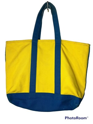 Polo Ralph Lauren Vintage small canvas tote large pony yellow blue