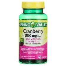 NEW Spring Valley Cranberry Dietary Supplement Softgels, 500mg, 60 Count