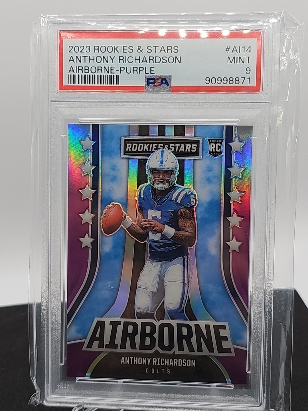 ANTHONY RICHARDSON 2023 ROOKIES & STARS AIRBORNE ROOKIE PURPLE 8/35 PSA 9