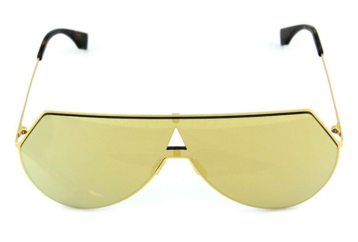 RARE Genuine FENDI EYELINE Gold Mirror Aviator Shield RARE Genuine FENDI EYELINE Gold Mirror Aviator Shield