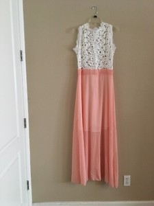 peach lace maxi dress