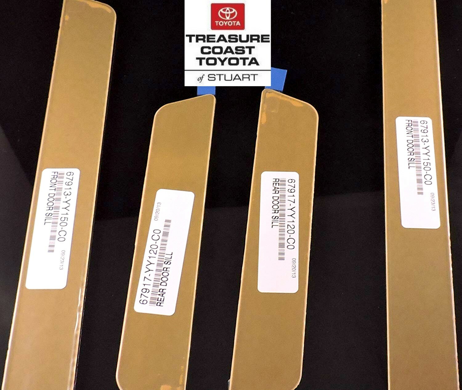 NEW OEM 1419 TOYOTA COROLLA BRUSHED ALUMINUM DOOR SILL PROTECTORS 4