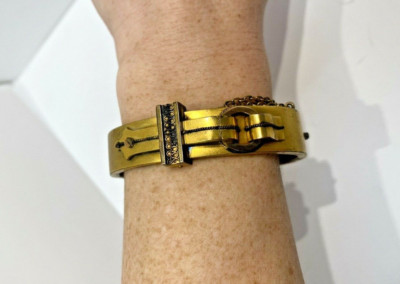 Antique Golf Plated Bracelet, Hinge Bangle Bracelet With Safety