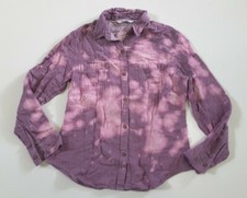 Upcycled Distressed Bleached Hand Dyed Ombre Country Grunge Rockabilly Shirt S