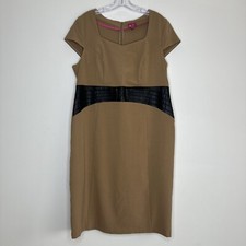 Magisculpt Body con Dress Size 18 Black Camel  Structured Short Sleeve