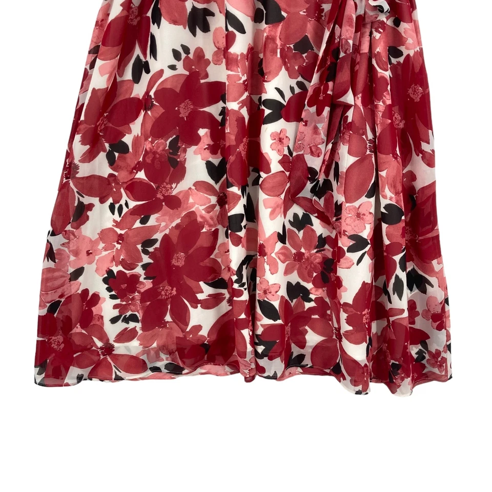 Kasper Fit & Flare Dress Womens 2XL White Red Floral Short Sleeve Round Neck - Image 3 of 4