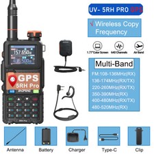 5RH PRO GPS 10W WALKIE TALKIE MULTI BAND RECHARGEABLE TWO WAY RADIO SQUARE MIC