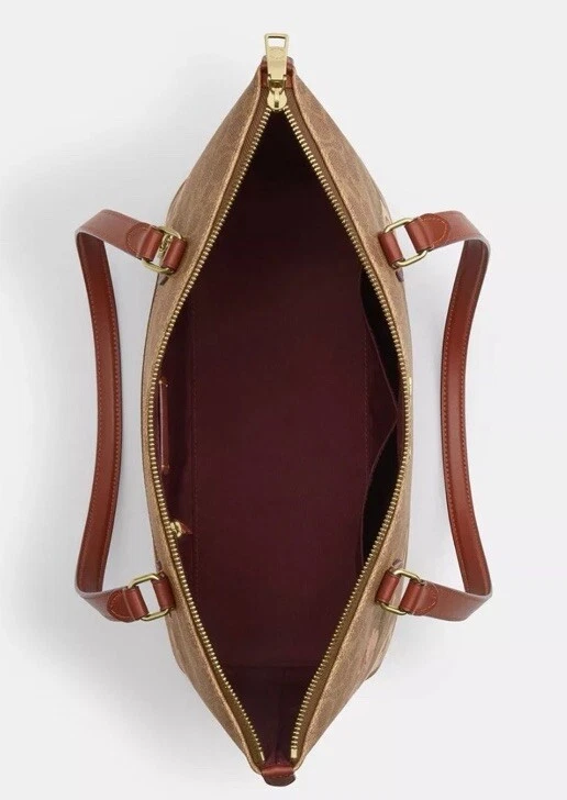 Borsa a tracolla Coach CZ180 Gallery Tote Bag firmata tela stampa rosa oro marrone nuova con etichette