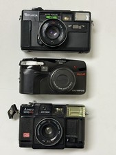 Lot of 3 Vintage 35mm Point  Shoot Film Camera Fujica, Ansco  Olympus