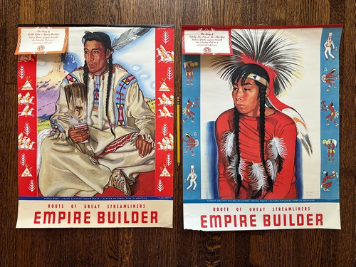 1950s GREAT NORTHERN RAILWAY Calendar Tops Winold REISS Blackfeet Indian Vintage