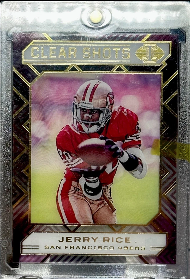 Jerry Rice RARO REFRACTOR ORO TRANSPARENTE HOLO LÁMINA INSERTAR TARJETA DE INVERSIÓN! - 49ers Foto 3 de 4