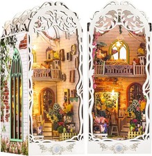 DIY Book Nook Kit - Bookend Diorama with LED - 3D Wooden Puzzle DIY Miniature Ho