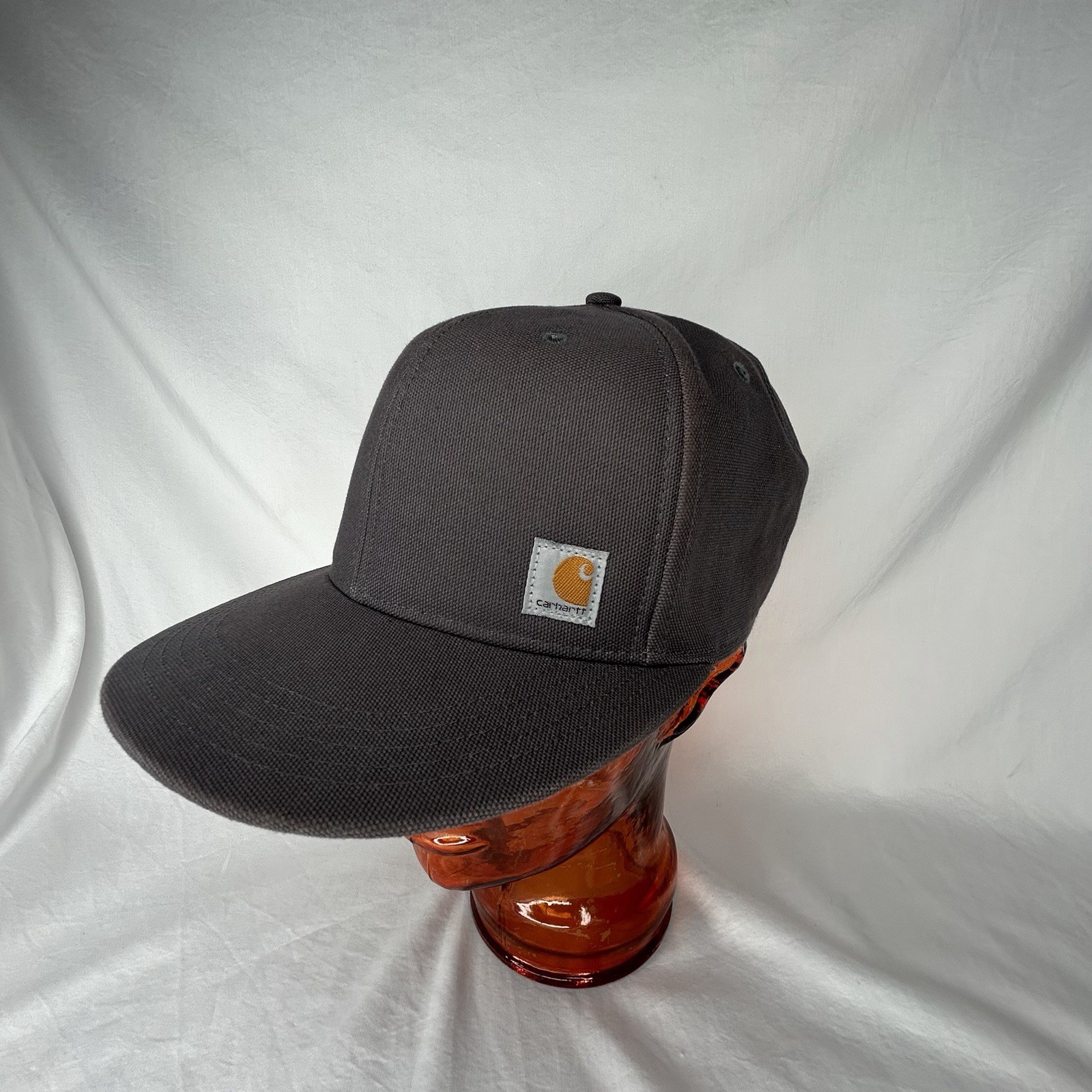 Carhartt Firm Duck Ashland Mens Black Flat-Bill Structured Snapback Hat Cap image 2