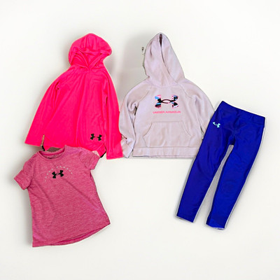 Under Armour Girls Kids Clothing Lot YSM 2 Hoodies T-Shirt Leggings pink purple