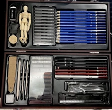 Kuidamos 60pcs Sketch Drawing Pencil Set Kit Excellent Shape But 1 Pencil Used.