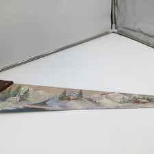 Super Cool Unique Signed Hand Painted Hand Saw. Wintery Mountain Scene