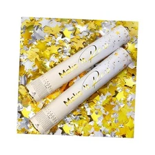  Confetti Cannon Party Poppers - Star Confetti Poppers - - New 2 Pack Gold