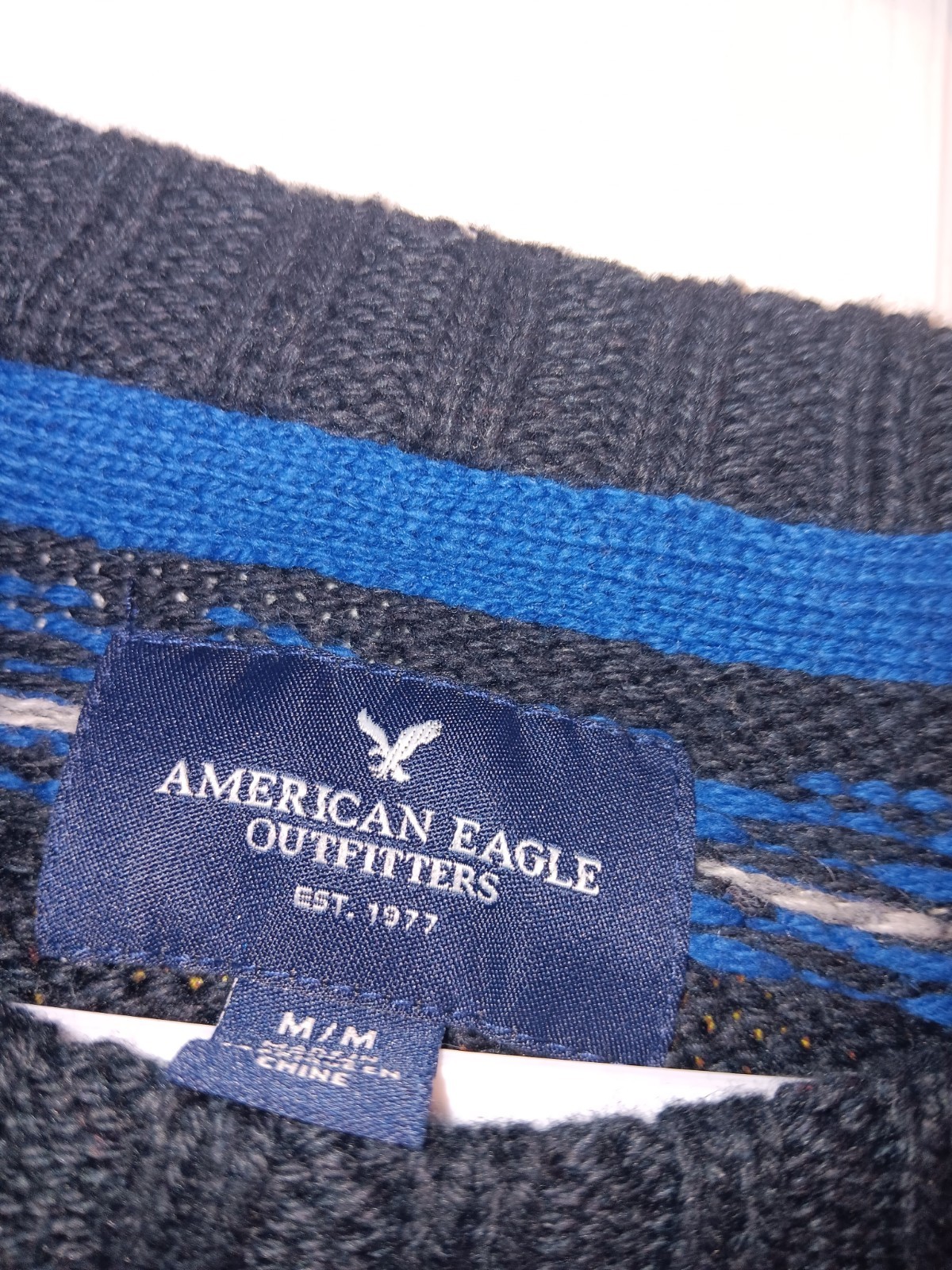 American Eagle Mens Medium Patterned Sweater Long… - image 2