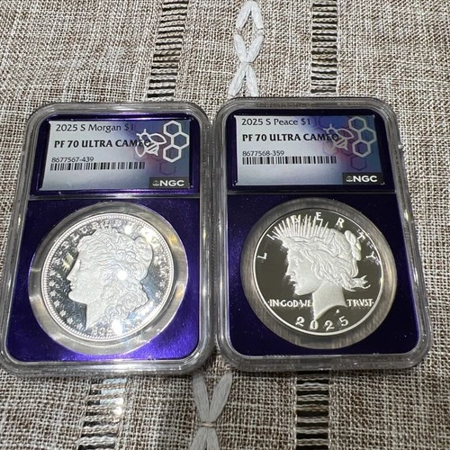 2025 S Morgan & Peace Silver Dollar $1 Set NGC PF70 Ultra Cameo