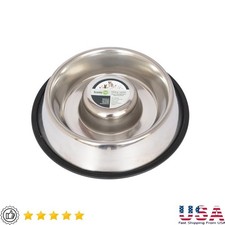 Slow Feed Stainless Steel Pet Bowl Dog Cat Anti-skid Durable Dishwasher Safe New