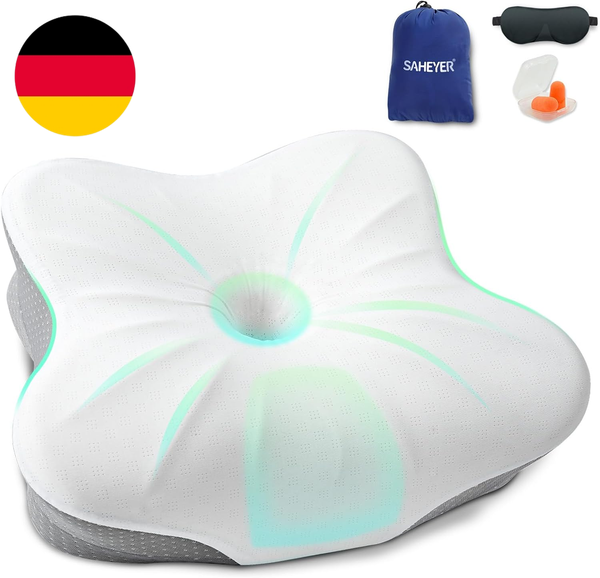 Saheyer Reisekissen Memory Foam, Ergonomisches Camping Kissen, OrthopäDisches Na-image