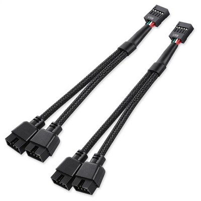 2 Pack USB Header Splitter, Motherboard USB 2.0 to Dual 9 Pin Extension for I...