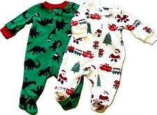 New Lot of 2 Carter's Holiday Fleece Sleep  Play PJS Pajamas Size 3 mo NWT