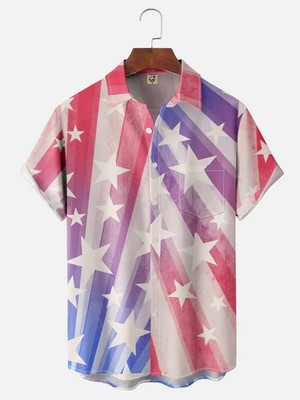 Retro Abstract Gradient American Flag Shirt