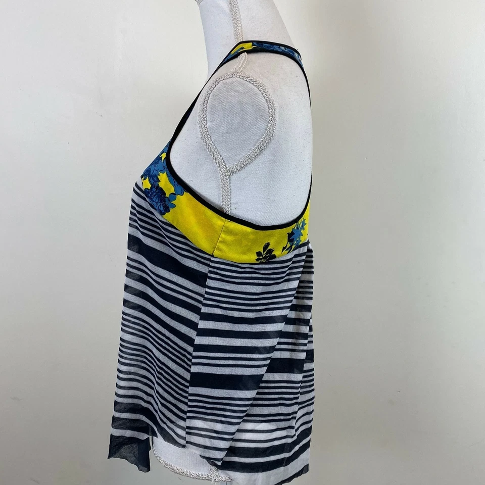 Camiseta sin mangas Weston Wear Anthropologie para mujer S a rayas de malla floral Q35 Foto 4 de 4