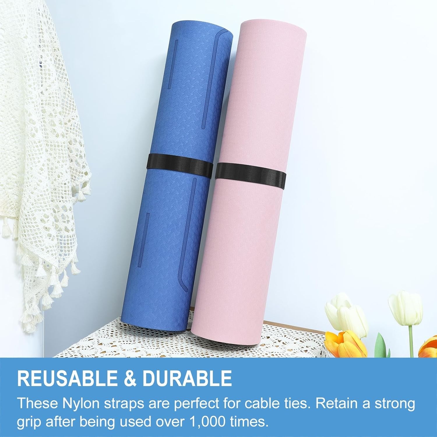 Double-Sided Hook and Loop Straps, Self-Gripping, 2 Inch Wide, Cut to Length, He