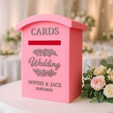 Personalised Wedding Post Box for Cards in Pink | Card Box for Wedding