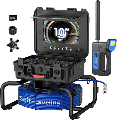 10'' IPS Sewer Inspection Camera with 512Hz Locator & 50M Cable, 1080P AHD
