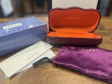 New Genuine Purple Gucci Sunglass Hard Case Clam Shell w/ All Accessories Shown