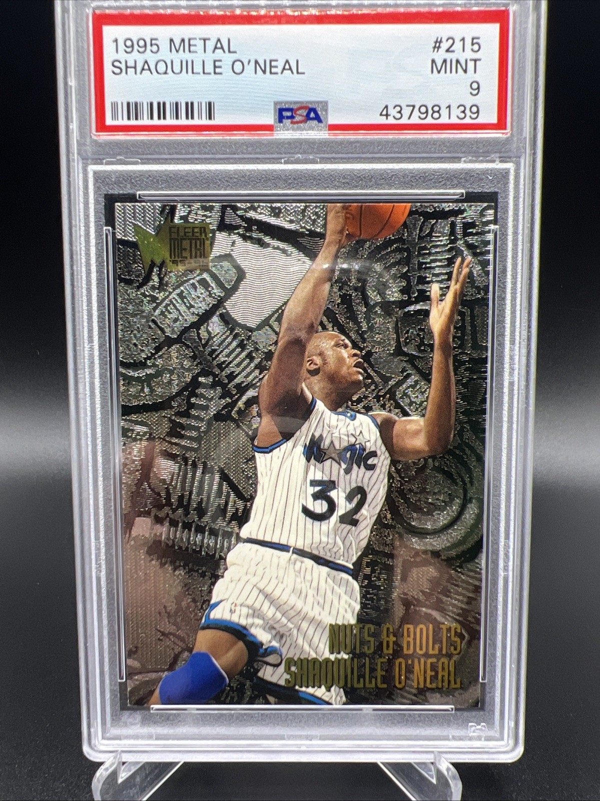 1995-96 Fleer Metal Shaquille O'Neal #215 PSA 9 Orlando Magic HOF MINT view 1