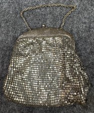 Whiting Davis Mesh Small Evening Purse Wristlet Bag Shiny Metal Silver Tone US