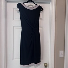 Lauren Ralph Lauren Size 4 Black Sleeveless Sheath Dress Twist Front Detail EUC
