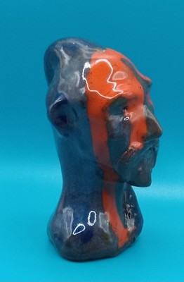 ''Deadly Blue Hair'' - Expensive Original Clay sculpture, hand made& glazed.