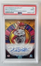 2019 Bowman Draft Nick Lodolo AUTO #/50 Gold Refractor Class of 2019 PSA 9 Mint!