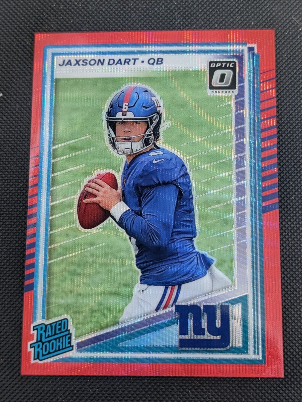2025 Panini Donruss - Rated Rookie Jaxson Dart #400 Optic Preview Red Wave Prizm